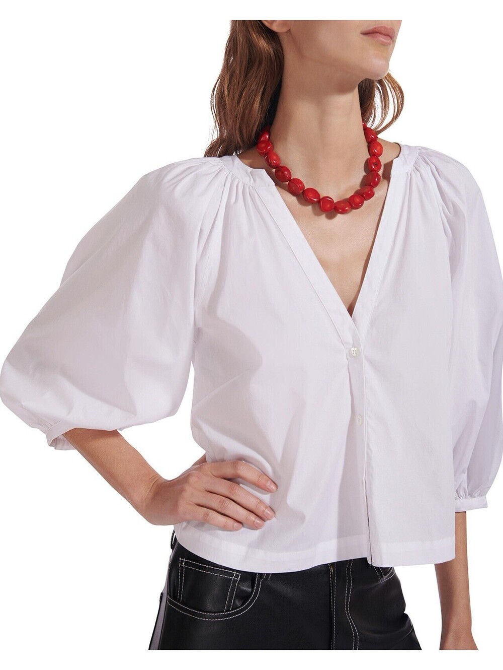Staud Women's Dill Puff-Sleeve Button-Front Top
